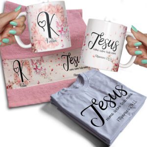 Pacote de Artes Canecas Personalizadas Alfabeto Bíblico