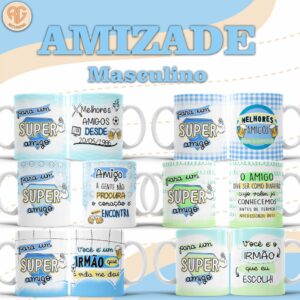 Pacote de Artes Canecas Personalizadas Amizade Masculino
