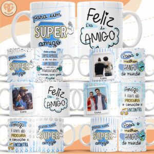 Pacote de Artes Canecas Personalizadas Amizade Masculino e Feminino