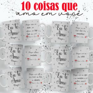 Pacote de Artes Canecas Personalizadas Namorados 10 Coisas que Amo