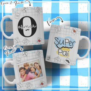 Pacote de Artes Caneca Personalizada Pais Alfabeto Foto