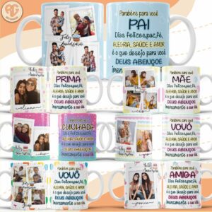 Pacote de Artes Canecas Personalizadas Aniversário Família