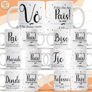 Pacote de Artes Caneca Personalizada Pais Minimalista