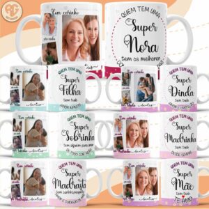 Pacote de Artes Canecas Personalizadas Família Super Feminino