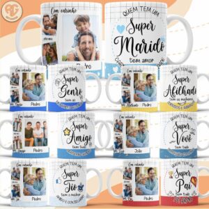 Pacote de Artes Canecas Personalizadas Família Super Masculino