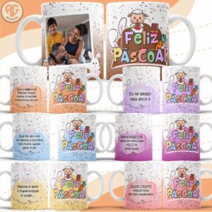 Pacote de Artes Canecas Personalizadas Páscoa Família