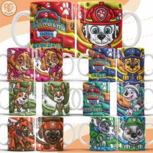Arte Caneca Personalizada 3D Patrulha Canina
