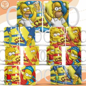 Pacote de Artes Caneca Personalizada 3D Simpsons