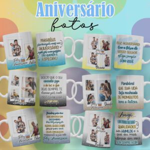 Pacote de Artes Canecas Personalizadas Aniversário Masculino C/foto