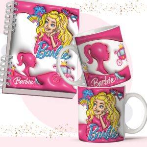 Arte Caneca Personalizada 3D Barbie Pink - Gratuita