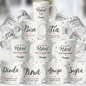 Pacote de Artes Canecas Personalizadas Dia das Mães Minimalista