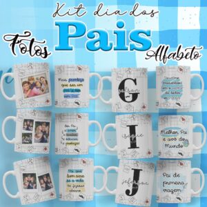 Pacote de Artes Caneca Personalizada Pais Alfabeto Foto