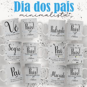 Pacote de Artes Caneca Personalizada Pais Minimalista