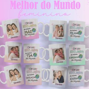 Pacote de Artes Canecas Personalizadas Melhor do Mundo Masculino e Feminino