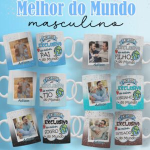 Pacote de Artes Canecas Personalizadas Melhor do Mundo Masculino e Feminino