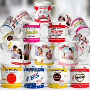 Pacote de Artes Canecas Personalizadas Namorados Chocolate