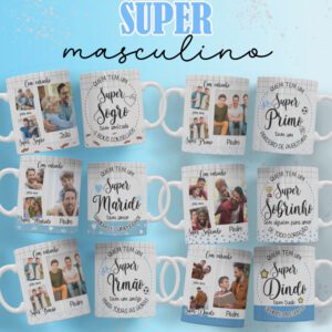 Pacote de Artes Canecas Personalizadas Família Super Masculino