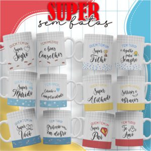 Pacote de Artes Canecas Família Super Masculino s/foto