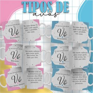 Pacote de Artes Canecas Personalizadas Tipos de Avós