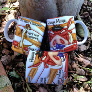Arte Caneca Personalizada Timão e Pumba 3D