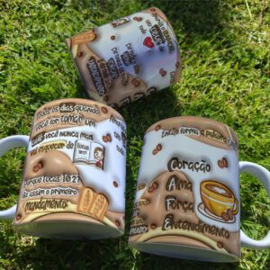 Arte Caneca Personalizada Café 3D