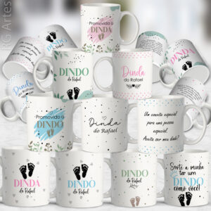 Pacote de Artes Caneca Personalizada Convite Dindos 2.0