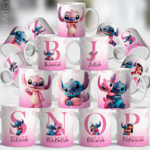 Pacote de Artes Stitch Alfabeto Rosa