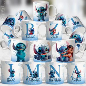 Pacote de Artes Stitch Alfabeto Azul