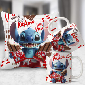 Pacote de Artes Stitch Chocolate (Almofada+Caneca)