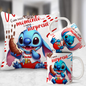 Pacote de Artes Stitch Chocolate (Almofada+Caneca)